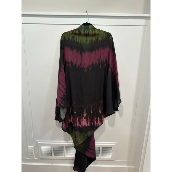 NWOT Zara Green and Pink asymmetrical Kaftan Coverup Summer Caftan - Picture 3 of 9